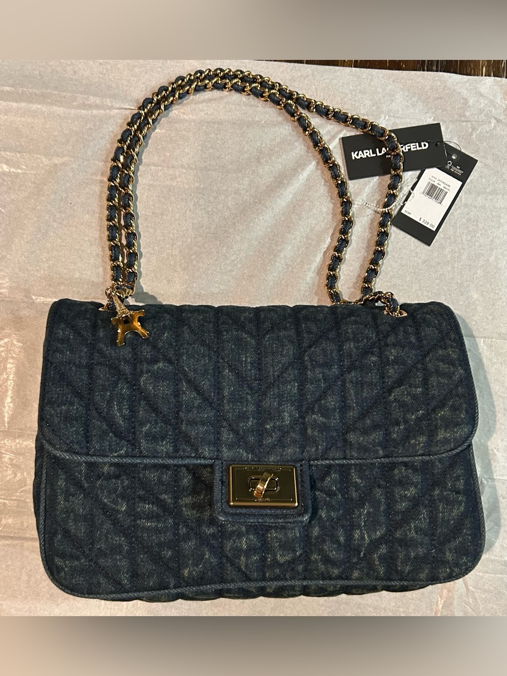 Buy KARL LAGERFELD Women's Agyness DENIM Shoulder Bag with Paris Charm